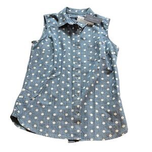 Tommy Hilfiger polka dot button down sleeveless top